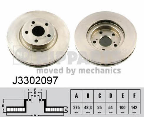 Nipparts J3302097 Front brake disc ventilated J3302097: Buy near me in Poland at 2407.PL - Good price!