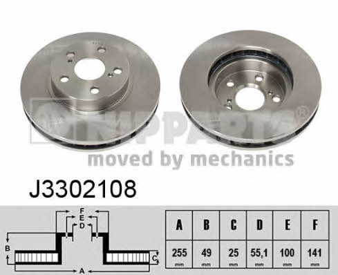 Nipparts J3302108 Front brake disc ventilated J3302108: Buy near me in Poland at 2407.PL - Good price!