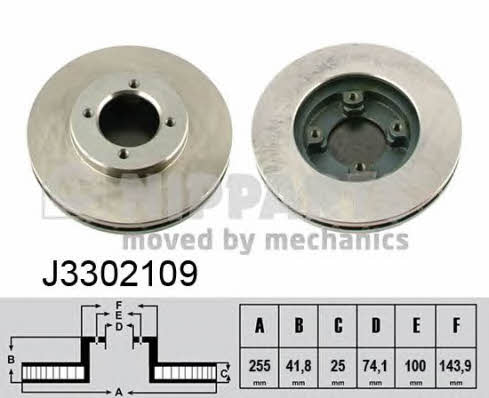 Nipparts J3302109 Brake disc J3302109: Buy near me at 2407.PL in Poland at an Affordable price!