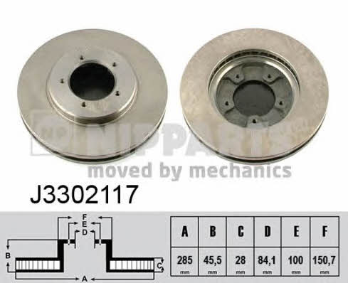 Nipparts J3302117 Front brake disc ventilated J3302117: Buy near me in Poland at 2407.PL - Good price!