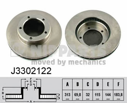 Nipparts J3302122 Front brake disc ventilated J3302122: Buy near me in Poland at 2407.PL - Good price!