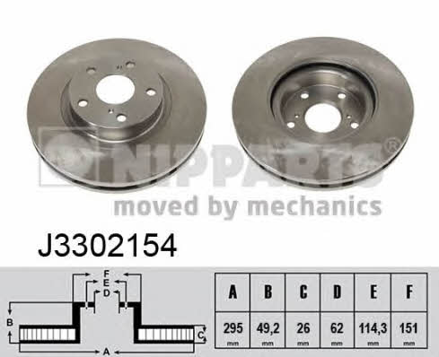 Nipparts J3302154 Front brake disc ventilated J3302154: Buy near me in Poland at 2407.PL - Good price!