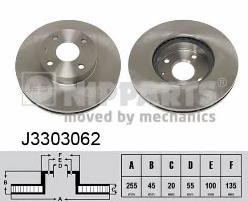 Nipparts J3303062 Front brake disc ventilated J3303062: Buy near me in Poland at 2407.PL - Good price!