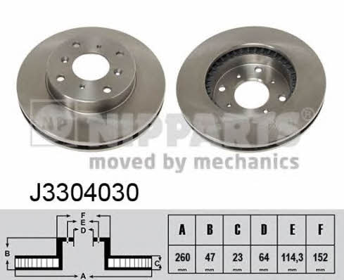 Nipparts J3304030 Front brake disc ventilated J3304030: Buy near me in Poland at 2407.PL - Good price!