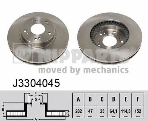 Nipparts J3304045 Front brake disc ventilated J3304045: Buy near me in Poland at 2407.PL - Good price!