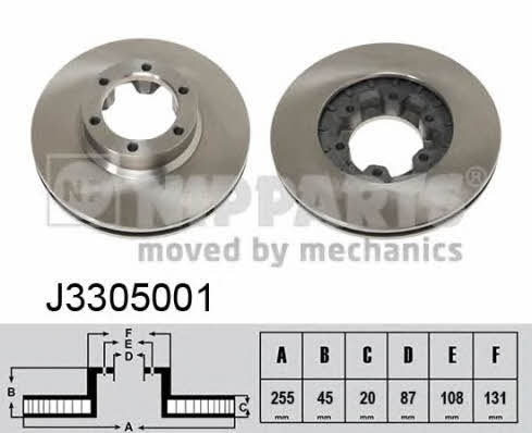 Nipparts J3305001 Front brake disc ventilated J3305001: Buy near me in Poland at 2407.PL - Good price!