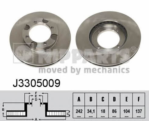 Nipparts J3305009 Front brake disc ventilated J3305009: Buy near me in Poland at 2407.PL - Good price!