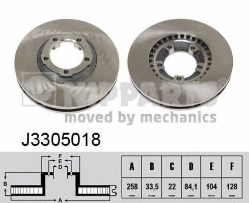 Nipparts J3305018 Front brake disc ventilated J3305018: Buy near me in Poland at 2407.PL - Good price!