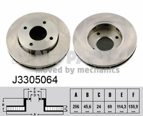 Nipparts J3305064 Front brake disc ventilated J3305064: Buy near me at 2407.PL in Poland at an Affordable price!