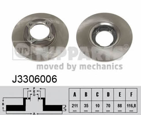 Nipparts J3306006 Unventilated front brake disc J3306006: Buy near me in Poland at 2407.PL - Good price!