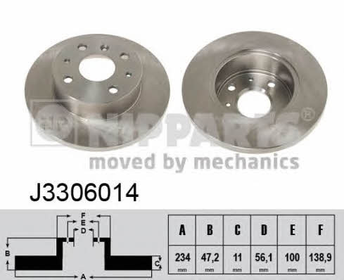Nipparts J3306014 Unventilated front brake disc J3306014: Buy near me in Poland at 2407.PL - Good price!