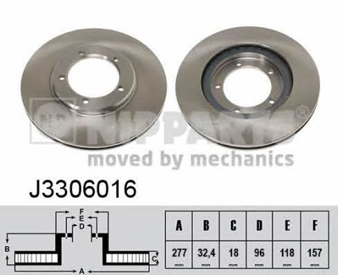 Nipparts J3306016 Диск гальмівний передній вентильований J3306016: Приваблива ціна - Купити у Польщі на 2407.PL!