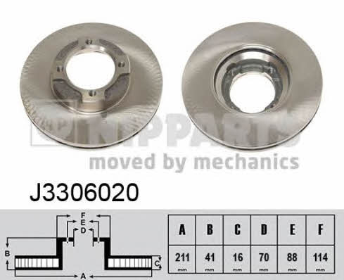 Nipparts J3306020 Front brake disc ventilated J3306020: Buy near me in Poland at 2407.PL - Good price!