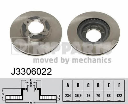 Nipparts J3306022 Front brake disc ventilated J3306022: Buy near me at 2407.PL in Poland at an Affordable price!