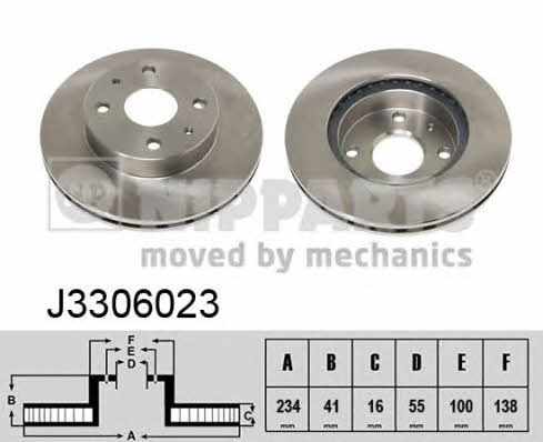 Nipparts J3306023 Front brake disc ventilated J3306023: Buy near me in Poland at 2407.PL - Good price!