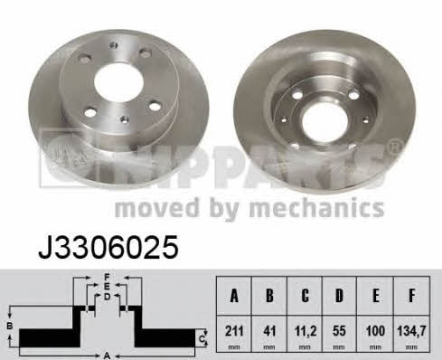 Nipparts J3306025 Unventilated front brake disc J3306025: Buy near me in Poland at 2407.PL - Good price!