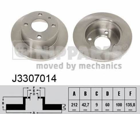 Nipparts J3307014 Диск тормозной J3307014: Отличная цена - Купить в Польше на 2407.PL!