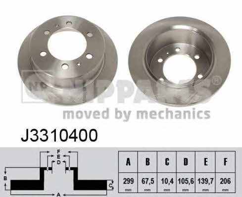 Nipparts J3310400 Rear brake disc, non-ventilated J3310400: Buy near me at 2407.PL in Poland at an Affordable price!