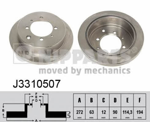 Nipparts J3310507 Rear brake disc, non-ventilated J3310507: Buy near me in Poland at 2407.PL - Good price!