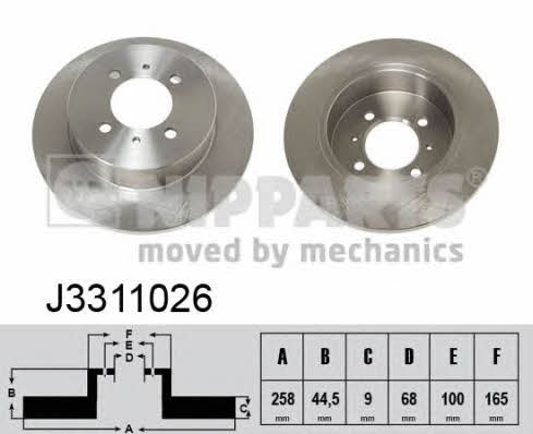 Nipparts J3311026 Тормозной диск задний невентилируемый J3311026: Отличная цена - Купить в Польше на 2407.PL!