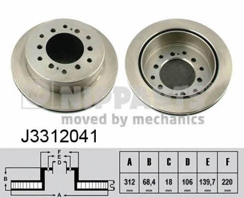 Nipparts J3312041 Rear ventilated brake disc J3312041: Buy near me in Poland at 2407.PL - Good price!