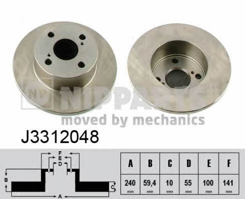 Nipparts J3312048 Bremsscheibe hinten, unbelüftet J3312048: Kaufen Sie zu einem guten Preis in Polen bei 2407.PL!