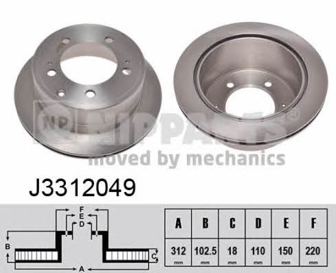 Nipparts J3312049 Hintere belüftete Bremsscheibe J3312049: Kaufen Sie zu einem guten Preis in Polen bei 2407.PL!