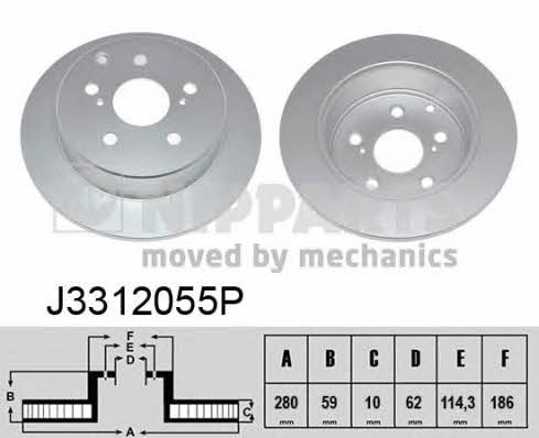 Nipparts J3312055P Rear brake disc, non-ventilated J3312055P: Buy near me in Poland at 2407.PL - Good price!