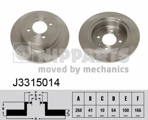 Nipparts J3315014 Rear brake disc, non-ventilated J3315014: Buy near me in Poland at 2407.PL - Good price!