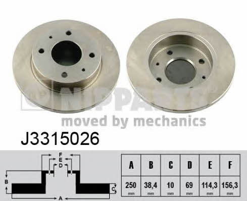 Nipparts J3315026 Rear brake disc, non-ventilated J3315026: Buy near me in Poland at 2407.PL - Good price!