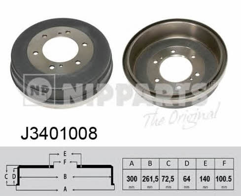 Nipparts J3401008 Rear brake drum J3401008: Buy near me in Poland at 2407.PL - Good price!