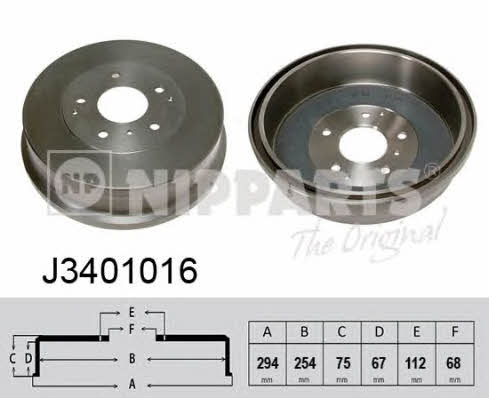 Nipparts J3401016 Rear brake drum J3401016: Buy near me in Poland at 2407.PL - Good price!