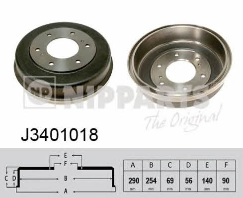 Nipparts J3401018 Rear brake drum J3401018: Buy near me in Poland at 2407.PL - Good price!