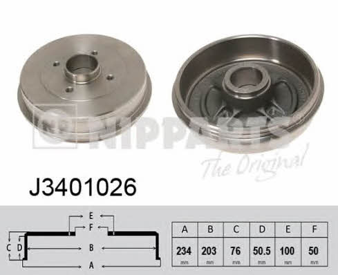 Nipparts J3401026 Rear brake drum J3401026: Buy near me in Poland at 2407.PL - Good price!