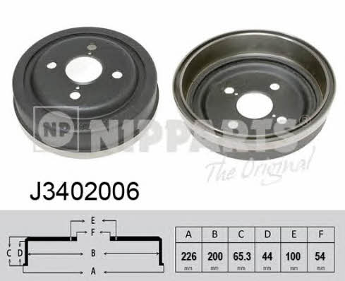 Nipparts J3402006 Rear brake drum J3402006: Buy near me in Poland at 2407.PL - Good price!
