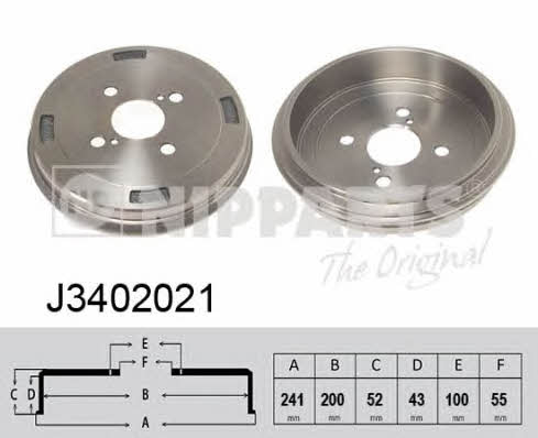 Nipparts J3402021 Brake drum J3402021: Buy near me at 2407.PL in Poland at an Affordable price!