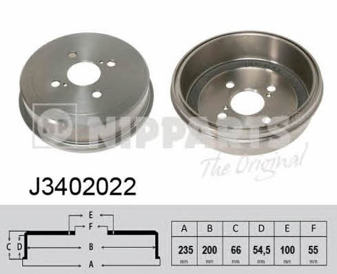 Nipparts J3402022 Rear brake drum J3402022: Buy near me at 2407.PL in Poland at an Affordable price!