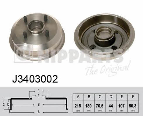 Nipparts J3403002 Rear brake drum J3403002: Buy near me in Poland at 2407.PL - Good price!