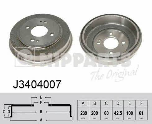 Nipparts J3404007 Brake drum J3404007: Buy near me at 2407.PL in Poland at an Affordable price!