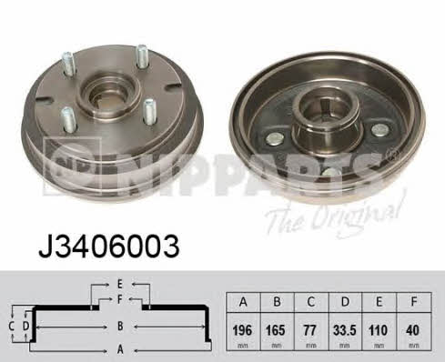 Nipparts J3406003 Brake drum J3406003: Buy near me at 2407.PL in Poland at an Affordable price!