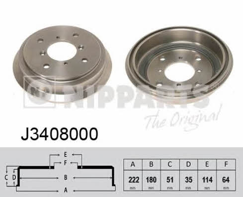 Nipparts J3408000 Rear brake drum J3408000: Buy near me in Poland at 2407.PL - Good price!