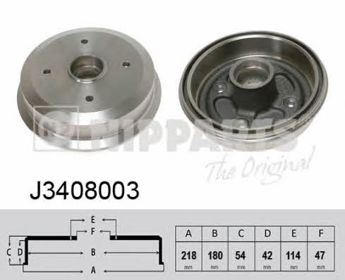 Nipparts J3408003 Rear brake drum J3408003: Buy near me at 2407.PL in Poland at an Affordable price!
