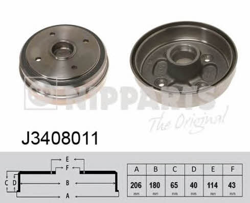 Nipparts J3408011 Rear brake drum J3408011: Buy near me in Poland at 2407.PL - Good price!