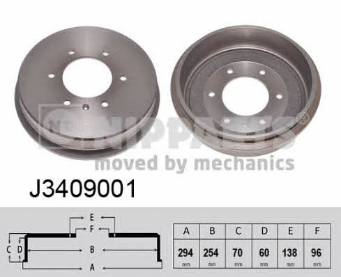 Nipparts J3409001 Rear brake drum J3409001: Buy near me at 2407.PL in Poland at an Affordable price!