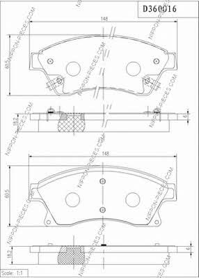 Nippon pieces D360O16 Brake Pad Set, disc brake D360O16: Buy near me at 2407.PL in Poland at an Affordable price!