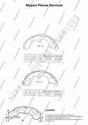 Nippon pieces T350A01 Brake shoe set T350A01: Buy near me in Poland at 2407.PL - Good price!