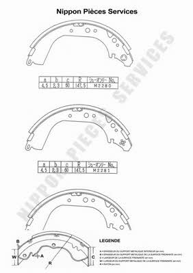 Nippon pieces T350A05 Brake shoe set T350A05: Buy near me in Poland at 2407.PL - Good price!