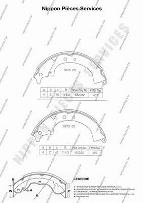 Nippon pieces T350A08 Brake shoe set T350A08: Buy near me in Poland at 2407.PL - Good price!