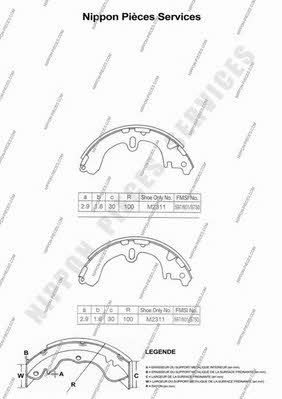Nippon pieces T350A61 Brake shoe set T350A61: Buy near me in Poland at 2407.PL - Good price!
