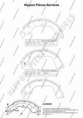 Nippon pieces T350A63 Brake shoe set T350A63: Buy near me in Poland at 2407.PL - Good price!